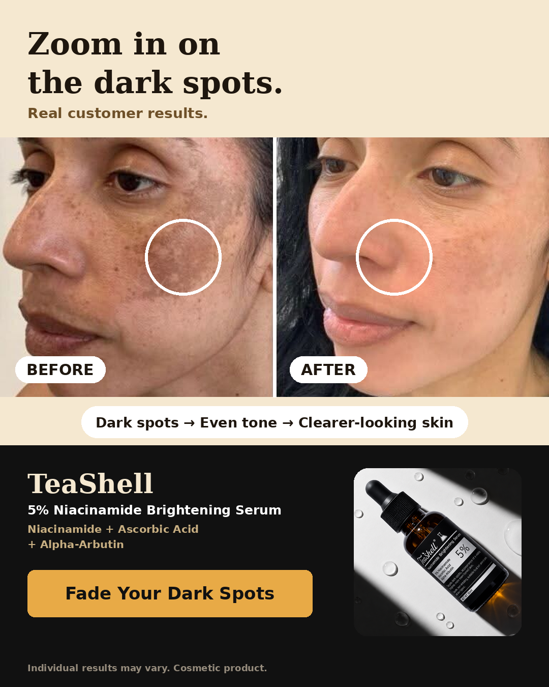 Teashell 5% Niacinamide + Alpha Arbutin Dark Spot Serum