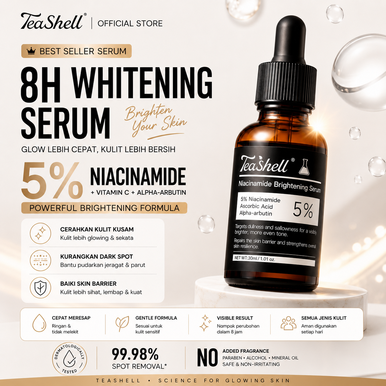 Teashell 5% Niacinamide & Arbutin Dark Spot Serum